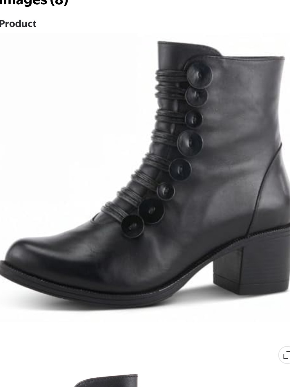 Spring Step Black Button-Embellished Leather Ankle Boots